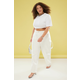 Trendyol Curve Ecru High Waist Straight Leg Plus Size Jeans