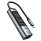 HUB postaja Havit 5v1 HB22 s štirimi USB izhodi - 3x USB-A, 1x USB-C in HDMI - 100W, 5Gbps in 4K - siv - USB-C priključek