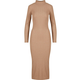 Womens ribbed long turtleneck dress beige