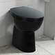 Visoka WC školjka brez roba počasno zapiranje 7 cm višja črna