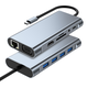 Adapter Type C na LAN Gb/ SD card/ TF/ Type C/ 4xUSB 3.0/ Audio/ HDMI i VGA 11 u 1 20cm kabl