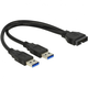 Delock USB 3.0 adapter [2x USB 3.0 vtič A - 1x USB 3.0 vtič , notranji 19pol.] črne barve Delock