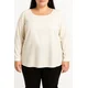 Plus size bluza z okroglim ovratnikom, bela