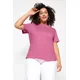 Trendyol Curve Pale Pink Regular Fit Basic Crew Neck 100% Cotton Knitted Plus Size T-Shirt