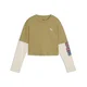 PUMA MID 90s Relaxed Layered Cropped Long Sleeve Tee Youth, Age, Chai Latte, 11-12Y