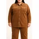 Plus size jakna v imitaciji žameta, kamelja