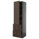 METOD/KNIVSHULT Visoka omara+plc/4prd/vrata/2 ličn, črno siva/Sinarp rjava, 60x60x220 cm