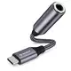 USB-C v AUX 3.5mm audio kabel Techsuit MusicDoX AC8 Hi-Fi zvok, DAC čip, 3A, 0.1m - siv