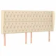 Vidaxl Vzglavje z ušesi krem 203x23x118/128 cm blago