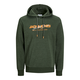 JACK & JONES Majica JJALVIS temno zelena / temno oranžna / bela
