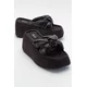 LuviShoes Regno Womens Black Wedge Heels Slippers