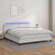 vidaXL Box spring postelja z vzmetnico LED bela 160x200cm umetno usnje