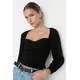 Trendyol Black Crop Heart Collar Knitwear Sweater