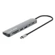 MANHATTAN USB-C 7in1 priklopna postaja, 1xHDMI, 2xUSB-C, 2xUSB, bralnik kartic SD, siva