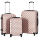 VIDAXL trdi ABS potovalni kovčki (3 kosi), rožnato zlati