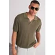 Trendyol Limited Edition Khaki Relaxed Cotton Short Sleeve Polo Neck Knit T-shirt
