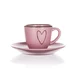 Banquet Skodelica in krožnik HEART 80 ml, roza, komplet 8 kosov