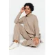 Trendyol Mink Top and Bottom Set, Wide Leg Knitwear with a Slit