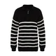 Trendyol Black Oversize Fit Wide Fit Polo Neck Striped Knitwear Sweater