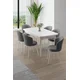 HANAH HOME Rasklopivi trpezarijski sto i stolice (7 delova) Asfel White Grey