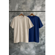 Trendyol Navy Blue-Stone Oversize 2 Pack Basic 100% Cotton T-Shirt