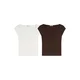 Bershka Majica temno rjava / bela