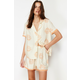 Trendyol Ecru-Orange Galaxy Patterned Viscose Woven Pajamas Set