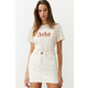Trendyol Stone Sequin Embroidered Basic Pattern Knitted T-Shirt