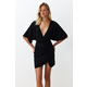 Trendyol Black Fitted Mini Knitted Gathered Beach Dress