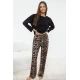 Trendyol Black 100% Cotton Leopard Patterned Knitted Pajama Set