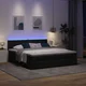 Vidaxl Otomanski posteljni okvir z vzmetnicami črn 200x200 cm blago