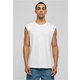 White sleeveless T-shirt with open hem