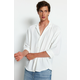 Trendyol White Oversize Fit Wide Collar Summer Linen Look Shirt