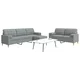 3-dijelni set sofa s tabureom i jastucima svjetlosivi tkanina