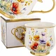 Velika porcelanasta skodelica s cvetjem, skodelica za kavo, skodelica za čaj, 450 ml, v škatli