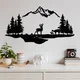 Opviq Zidna dekoracija Deer And Landscape-1, 38x11 70x38 cm, Crna