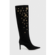 Čizme od brušene kože Pinko Lehar za žene, boja: crna, s tankom potpeticom, 102027 A18V Z99