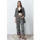 Trendyol Black Printed Comfortable Cut Flexible Kimono Knitted Bottom-Top Set