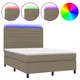 Vidaxl Box spring postelja z vzmetnico LED taupe 140x200 cm blago