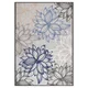 Lesnina PREPROGA ZA ZUNANJO UPORABO Floral 80/150 cm tkano modra, siva, bela