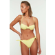 Trendyol Yellow Gingham Textured Ruffle Regular Bikini Bottom