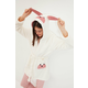 Trendyol Ecru Belted Animal Figured Hooded Wellsoft Knitted Dressing Gown