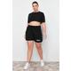 Trendyol Curve Black Printed Piping Detailed Knitted Shorts & Bermuda