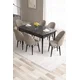 Hanah Home Set Trpezarijski sto i 6 stolica Roz, Bež-crni