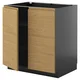 METOD Podni element s policama/2 vrata, Crnosiva/Voxtorp im. hrastovine, 80x60 cm