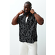 Trendyol Black Regular Fit 100% Viscose Printed Short Sleeve Flowy Summer Plus Size Shirt