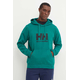 Bombažen pulover Helly Hansen HH LOGO moški, zelena barva, s kapuco, 30394