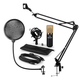 Auna MIC-900BG USB, mikrofon set V4, kondenzatorski mikrofon, pop filter, nosač za mikrofon, zlatna boja