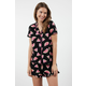 Trendyol Black 100% Cotton Watermelon Patterned Ruffle Shirt-Shorts Knitted Pajama Set