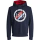 JACK & JONES Majica JJLoof mornarska / svetlo modra / rdeča / bela